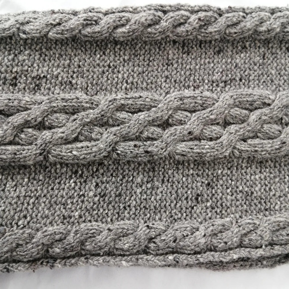 Billy Reid 100% Wool Cable Knit Gray Speckled Chunky Infinity Scarf - Picture 6 of 13